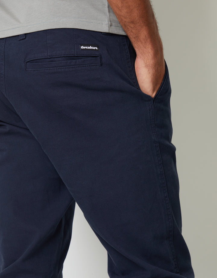 Navy Slim Fit Stretch Canvas Trousers
