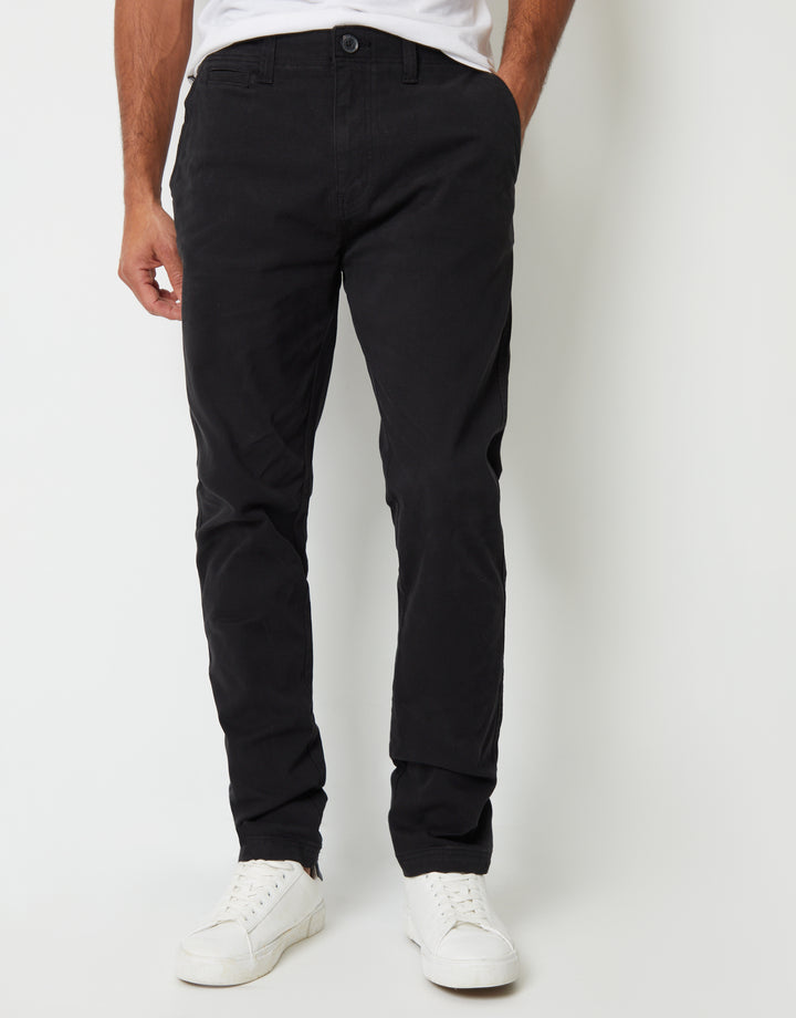Black Slim Fit Stretch Canvas Trousers