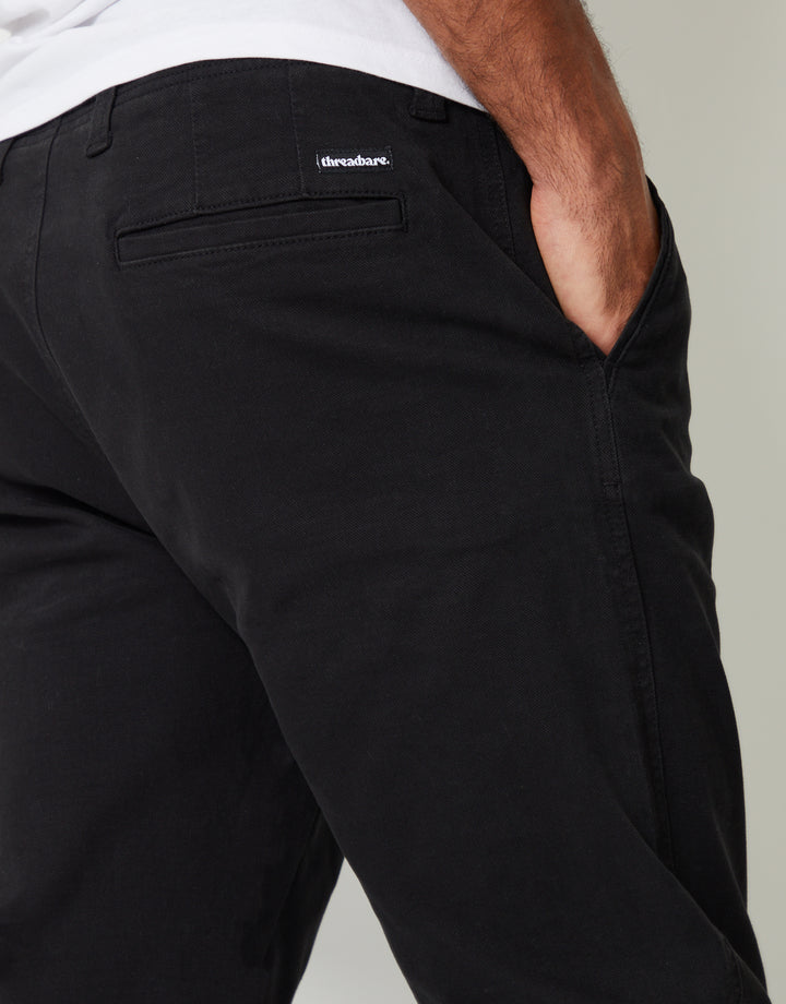 Black Slim Fit Stretch Canvas Trousers