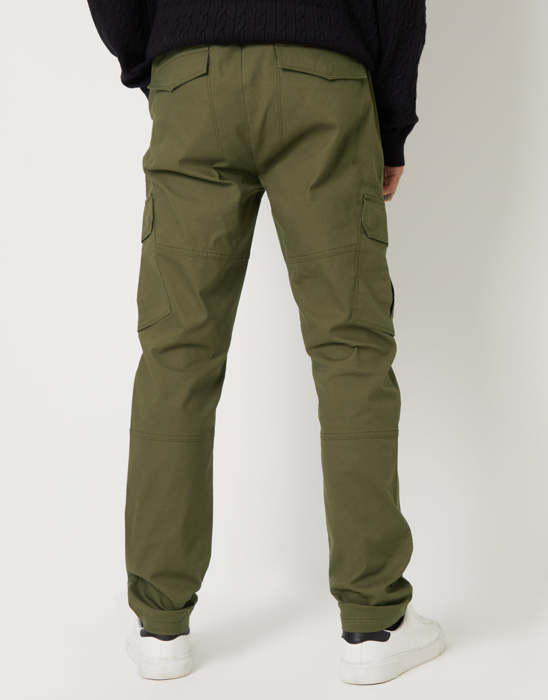 Khaki Green Drawcord Cargo Trousers