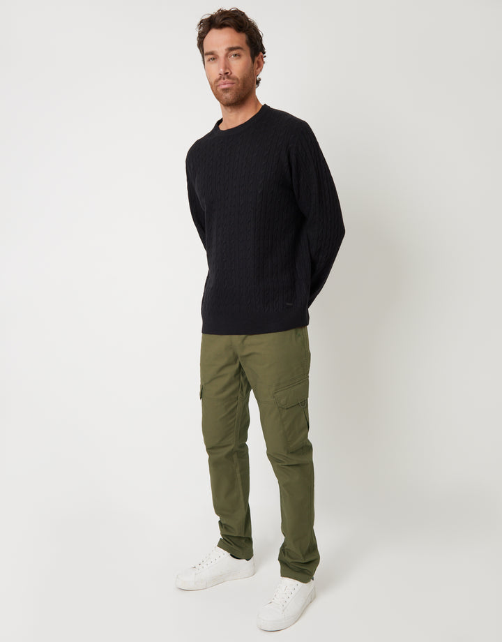 Khaki Green Drawcord Cargo Trousers