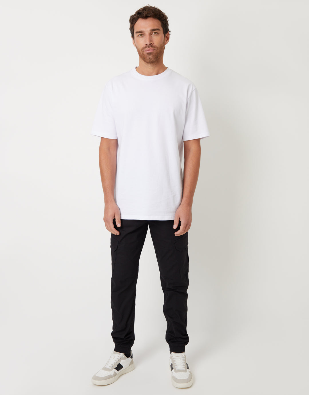 Black Drawcord Cargo Trousers