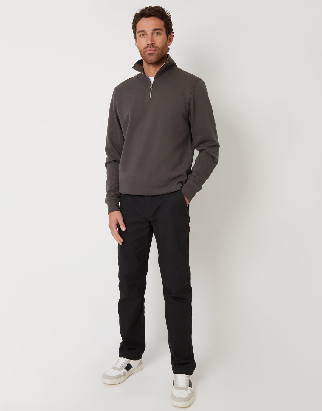 Black Straight Leg Chino Cargo Trousers