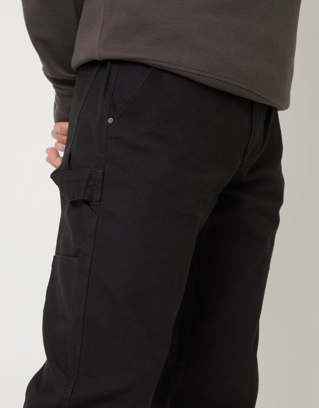 Black Straight Leg Chino Cargo Trousers