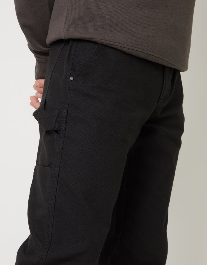 Black Straight Leg Chino Cargo Trousers