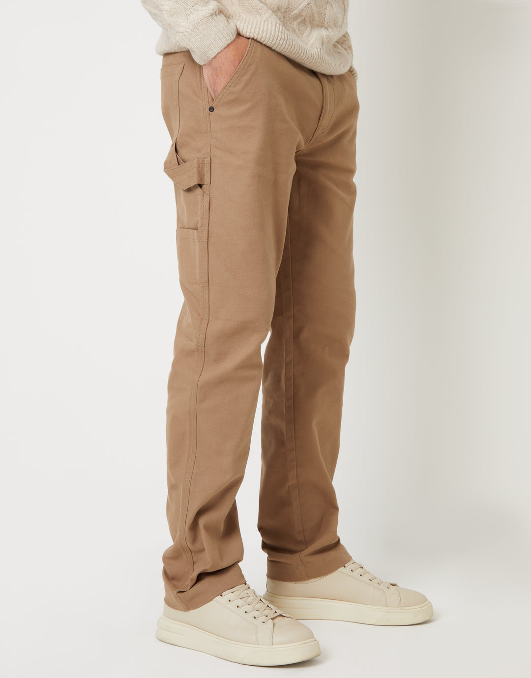 Dark Stone Straight Leg Chino Cargo Trousers