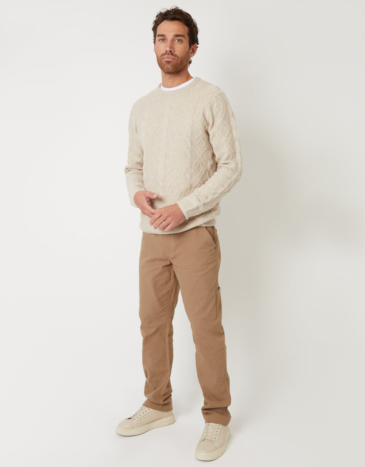Dark Stone Straight Leg Chino Cargo Trousers