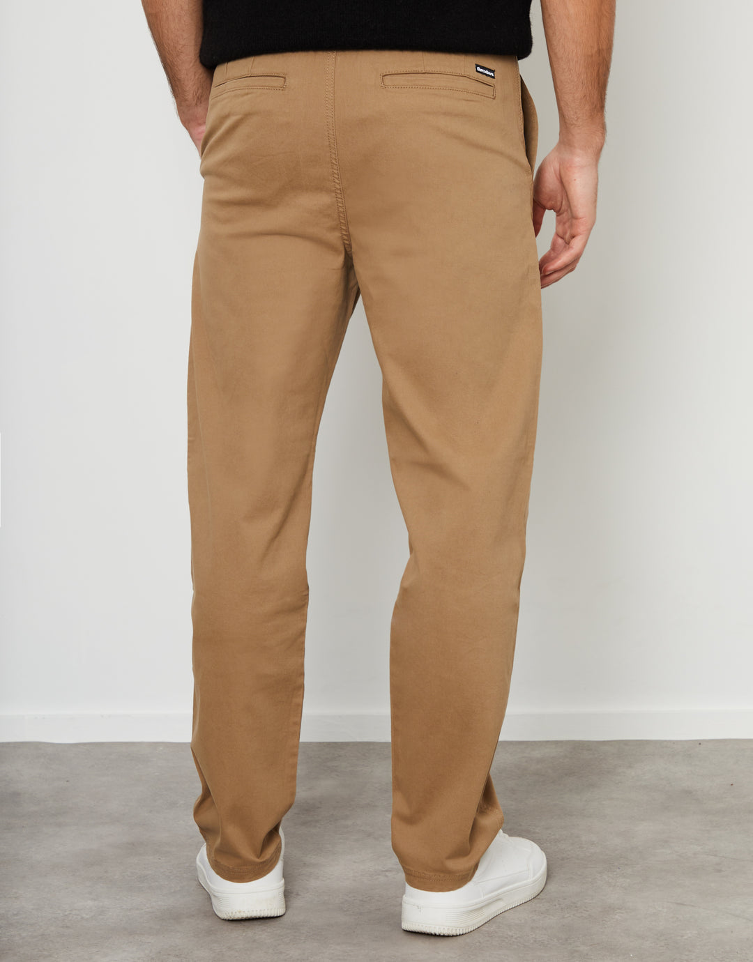 Dark Stone Straight Leg Pleated Chino Trousers