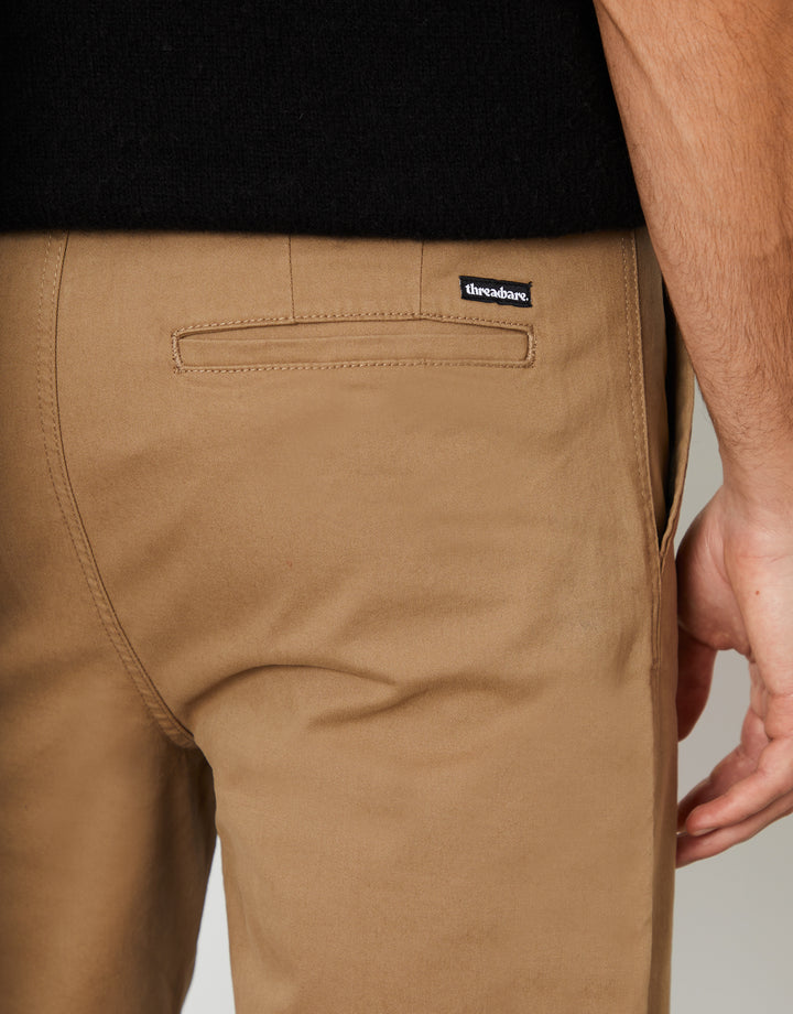 Dark Stone Straight Leg Pleated Chino Trousers