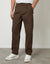 Chocolate Brown Straight Leg Pleated Chino Trousers