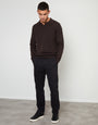 Straight Leg Pleated Chino Trousers in Black