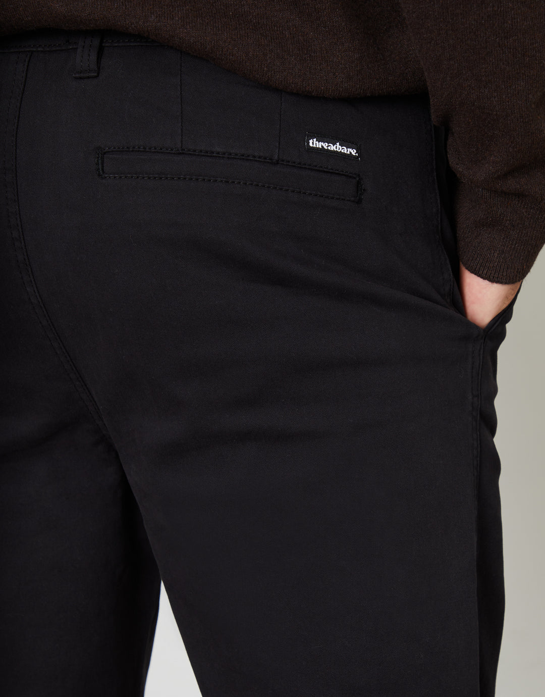 Black Straight Leg Pleated Chino Trousers