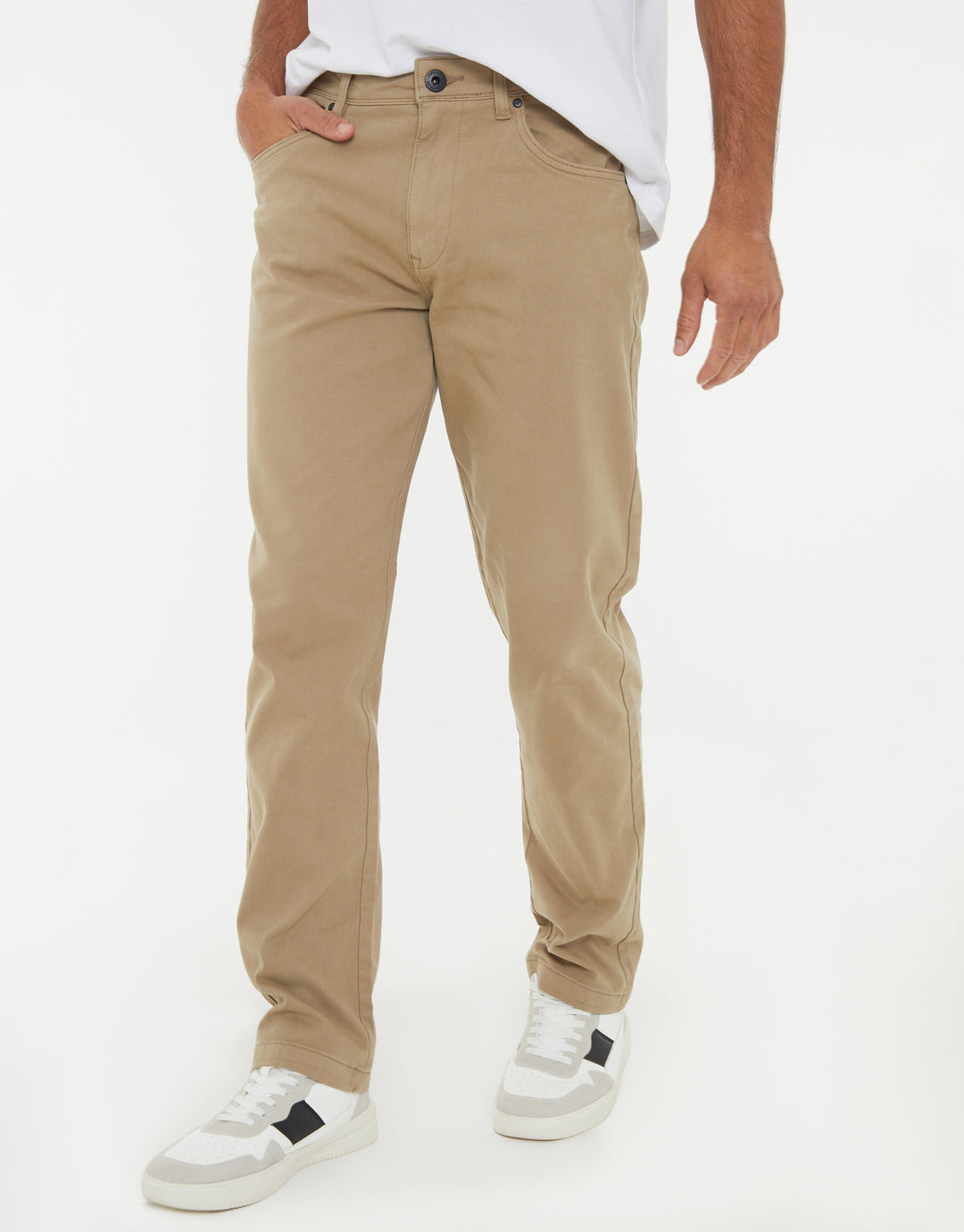 Dark Stone Straight Leg Canvas Trousers