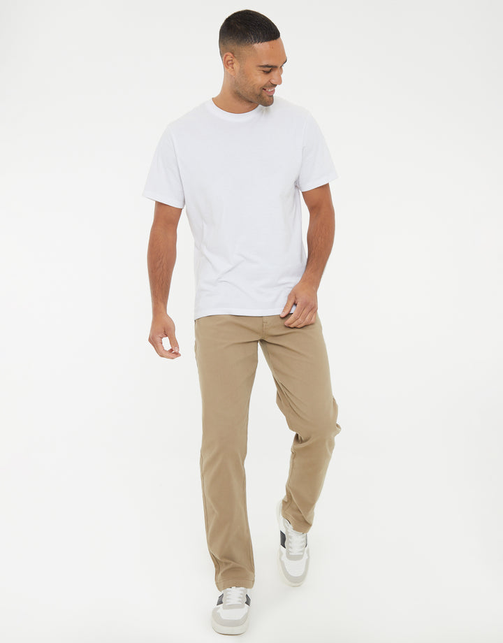 Dark Stone Straight Leg Canvas Trousers