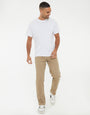 Straight Leg Canvas Trousers in Dark Stone