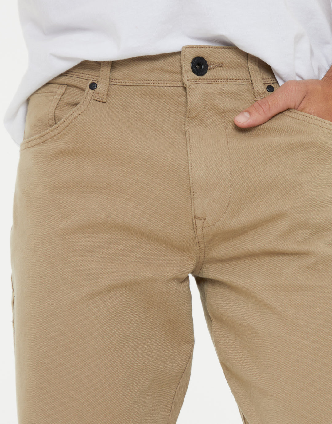 Dark Stone Straight Leg Canvas Trousers