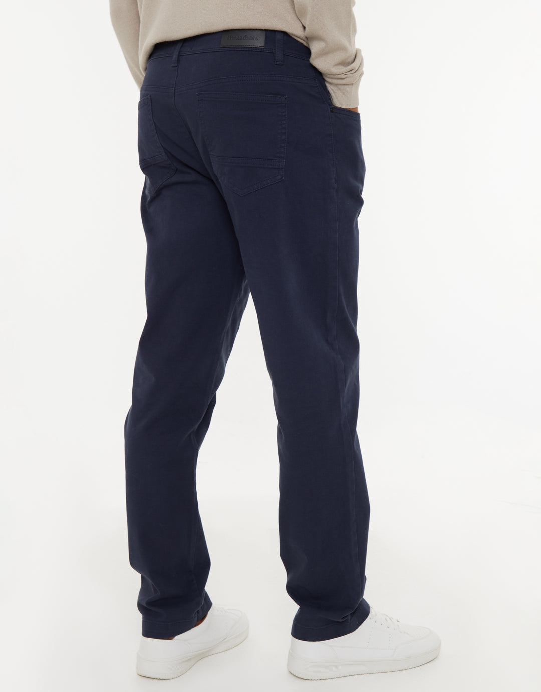 Navy Straight Leg Canvas Trousers