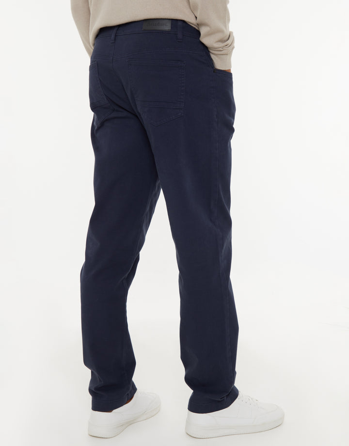 Navy Straight Leg Canvas Trousers
