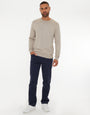 Straight Leg Canvas Trousers in Navy