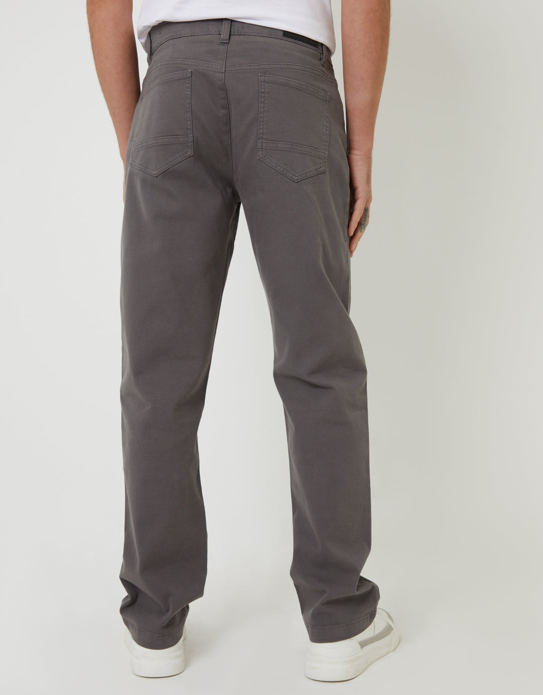 Straight Leg Canvas Trousers in Slate Grey