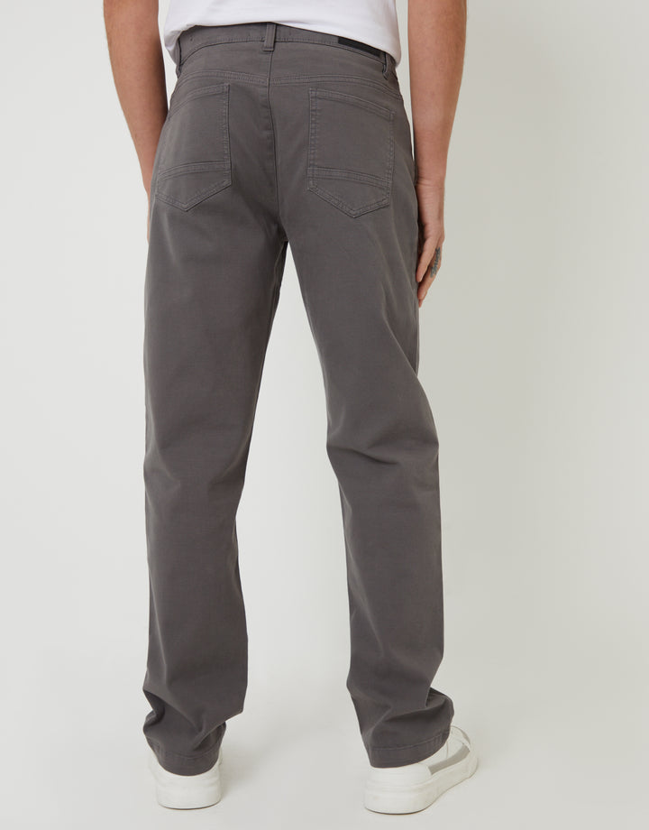 Straight Leg Canvas Trousers in Slate Grey