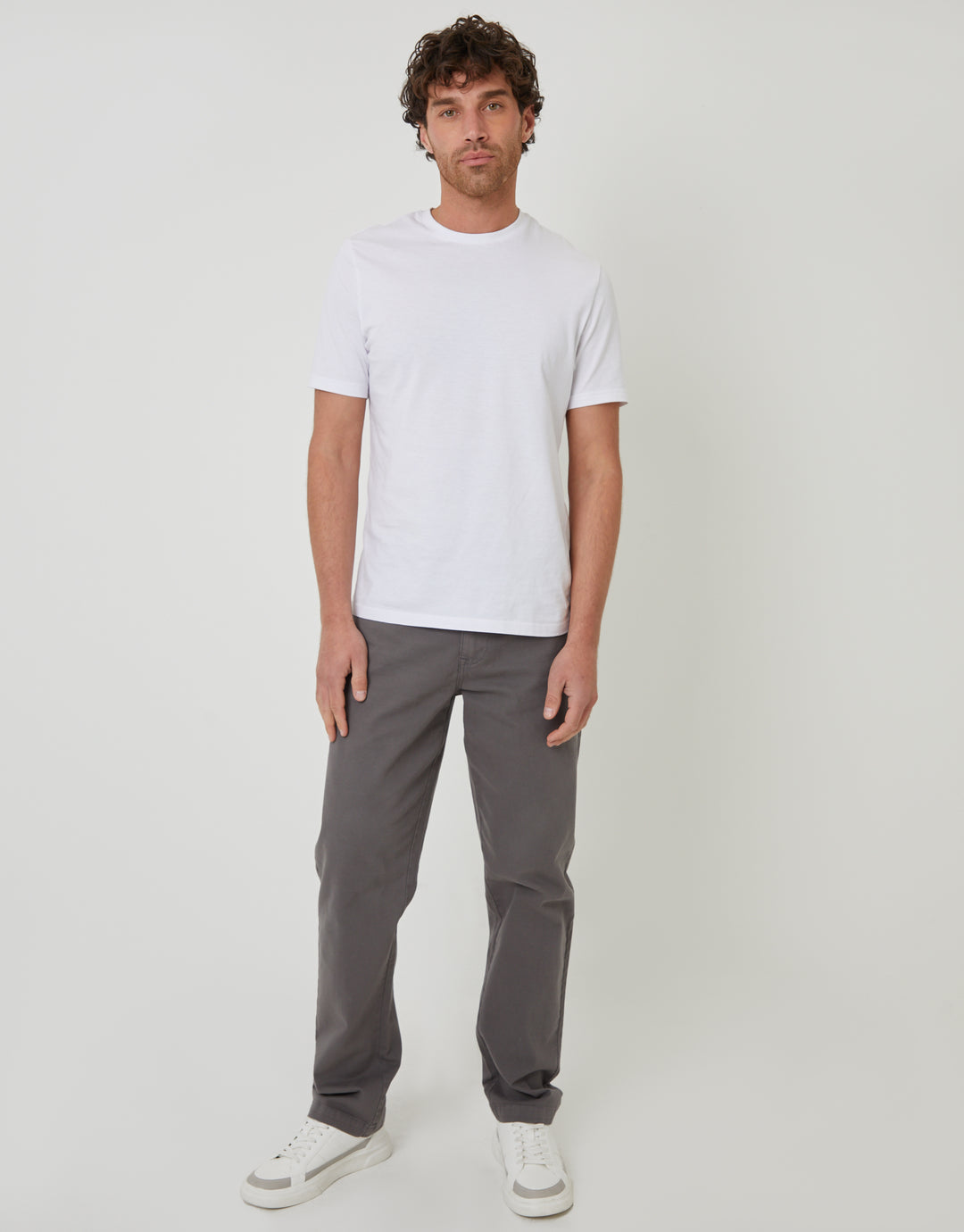 Straight Leg Canvas Trousers in Slate Grey