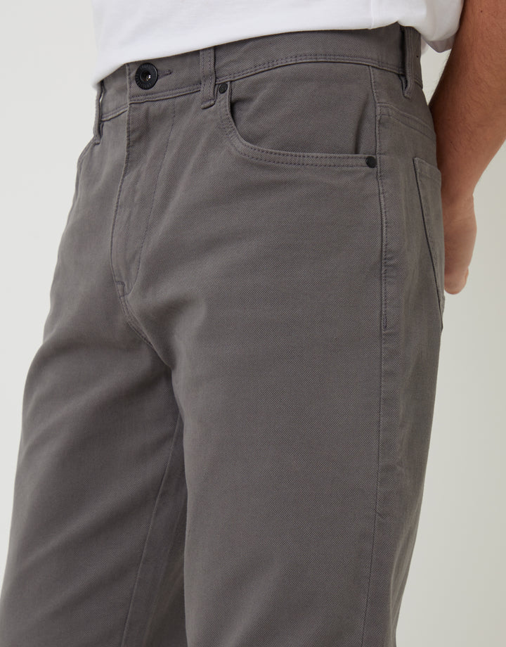 Straight Leg Canvas Trousers in Slate Grey