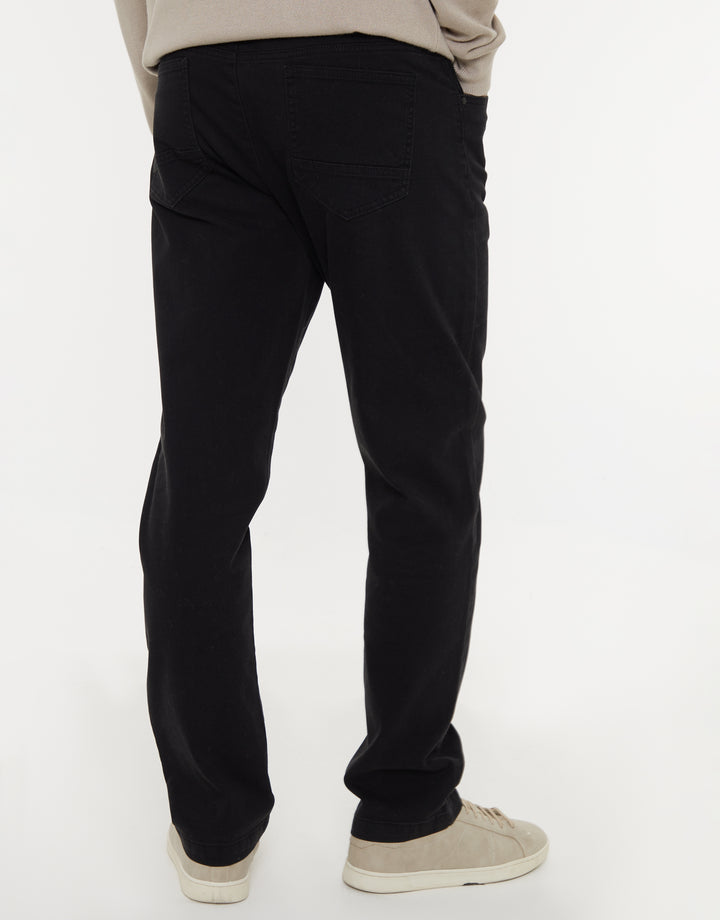 Black Straight Leg Canvas Trousers