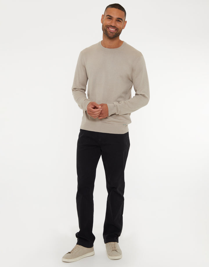 Black Straight Leg Canvas Trousers