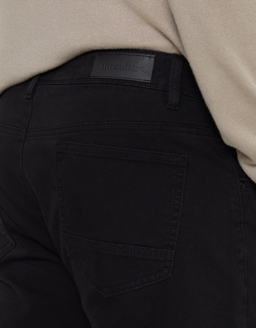 Black Straight Leg Canvas Trousers