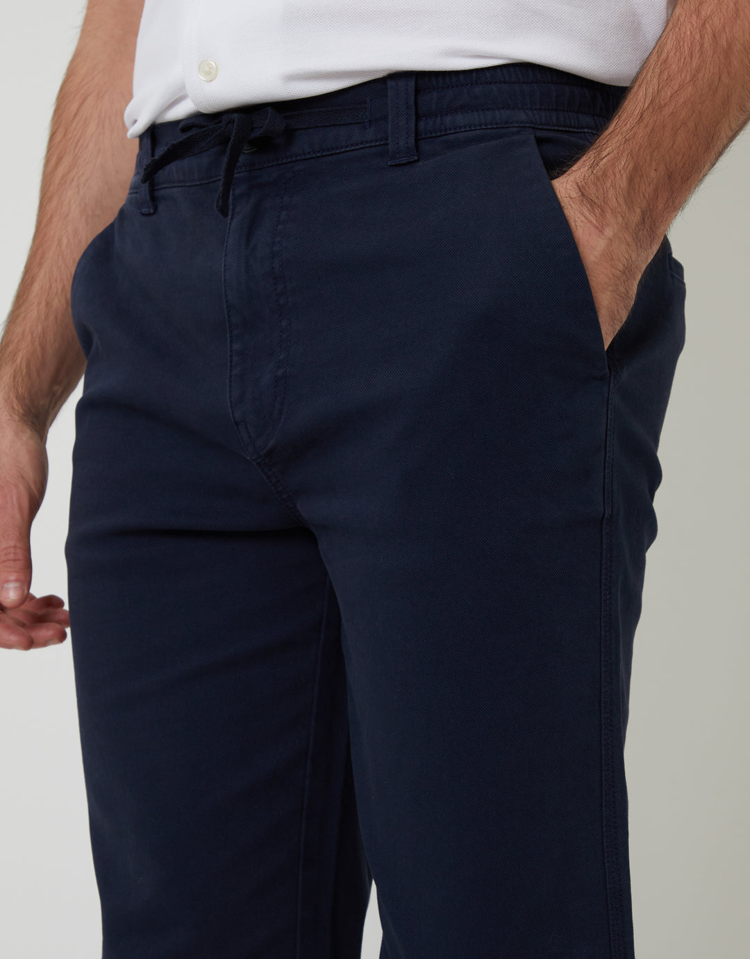Navy Elasticated Waist Chino Trousers