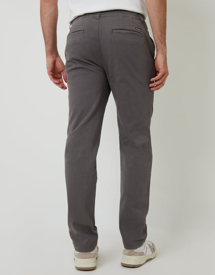 Slate Grey Elasticated Waist Chino Trousers