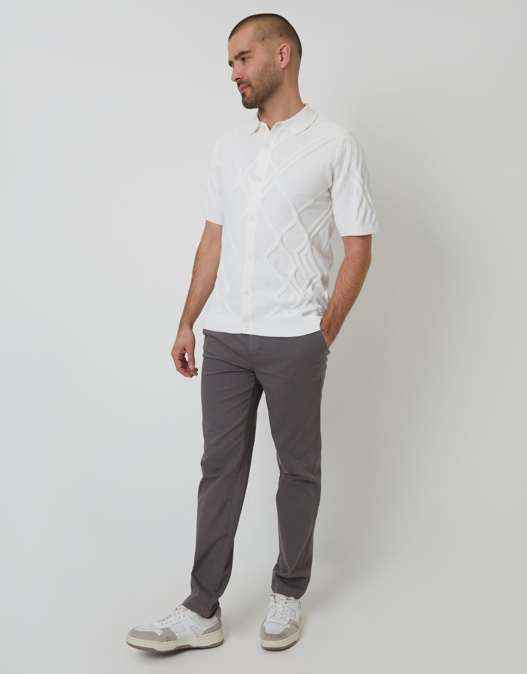 Slate Grey Elasticated Waist Chino Trousers