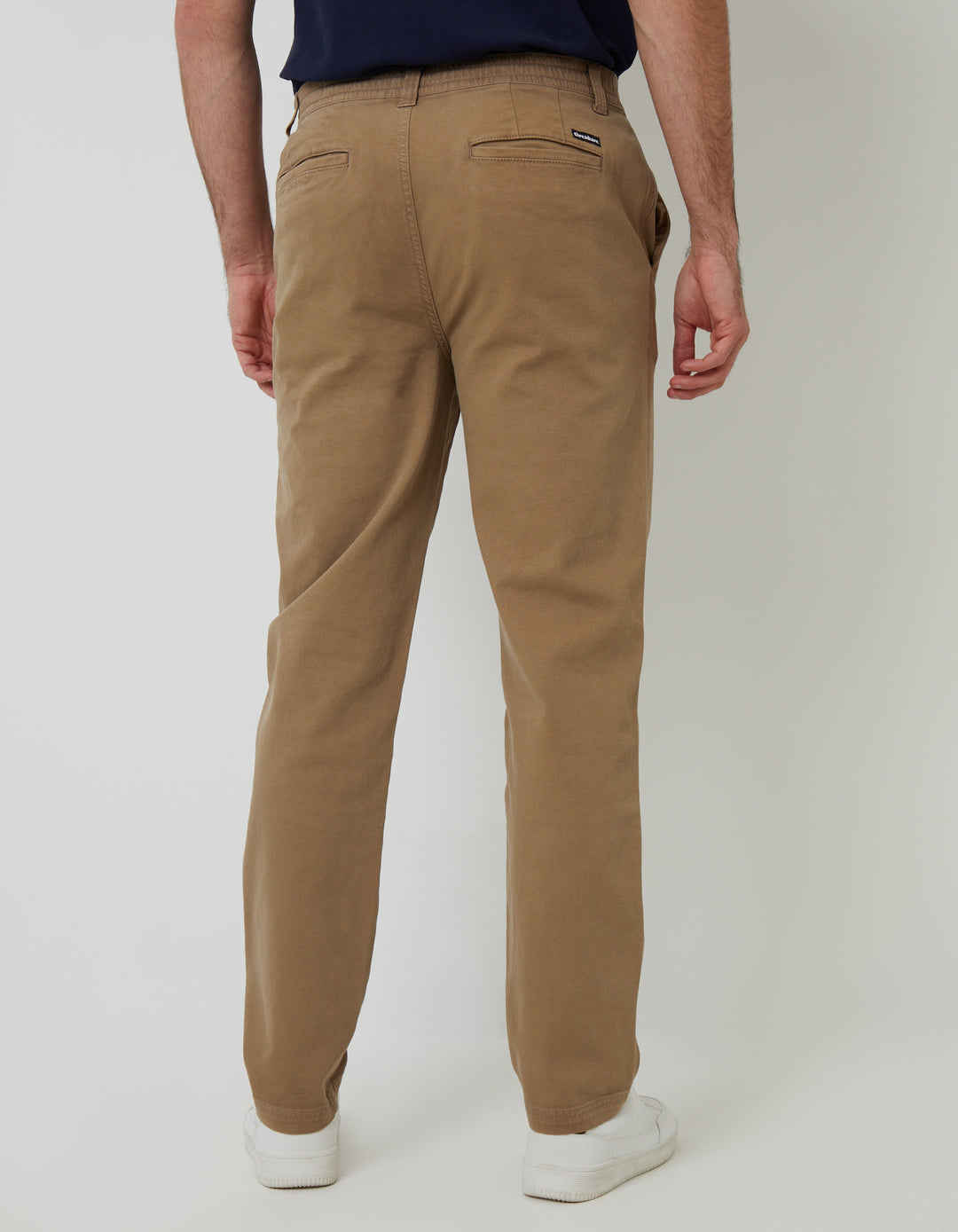 Dark Stone Elasticated Waist Chino Trousers