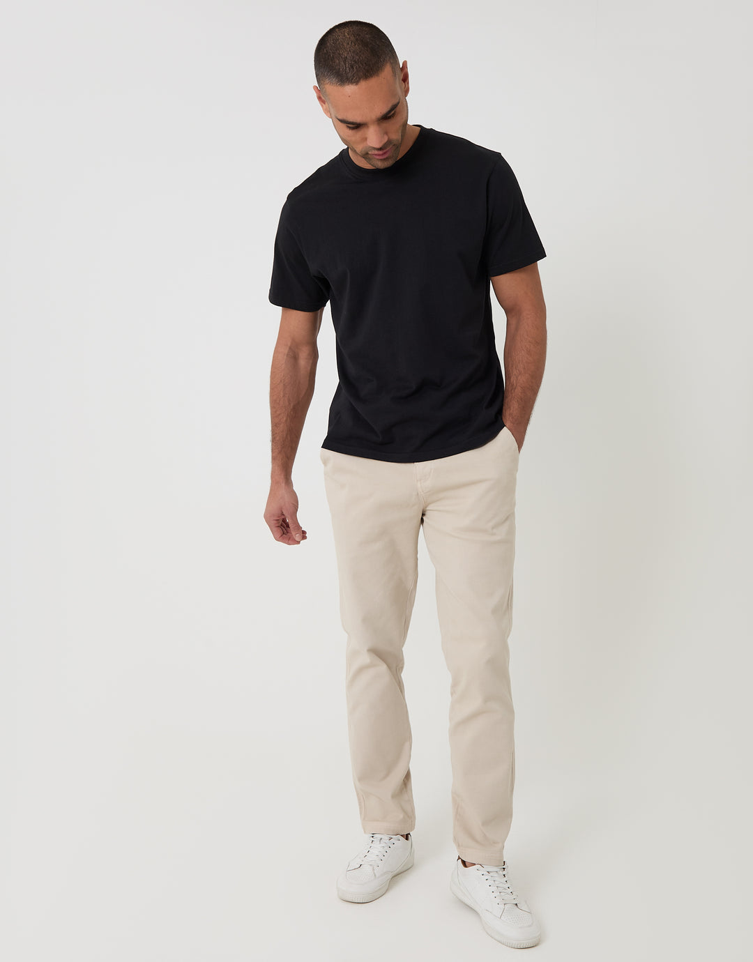 Light Stone Elasticated Waist Chino Trousers