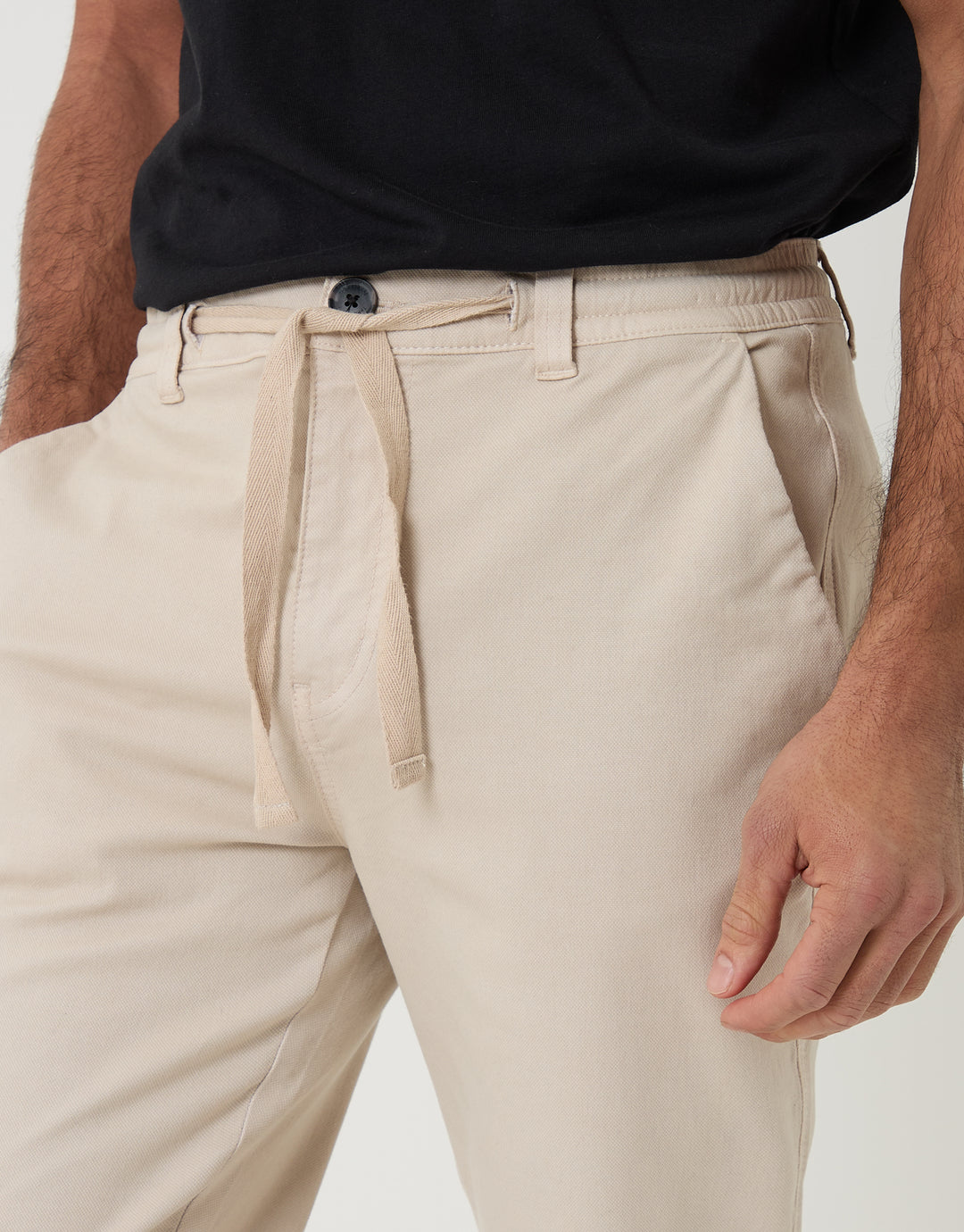Light Stone Elasticated Waist Chino Trousers