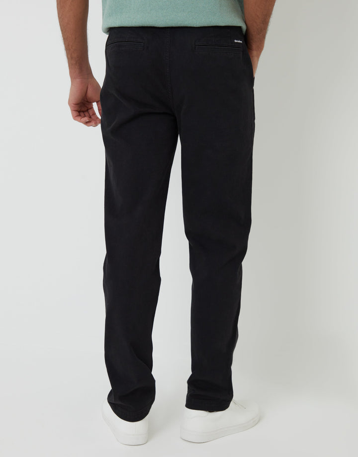 Black Elasticated Waist Chino Trousers