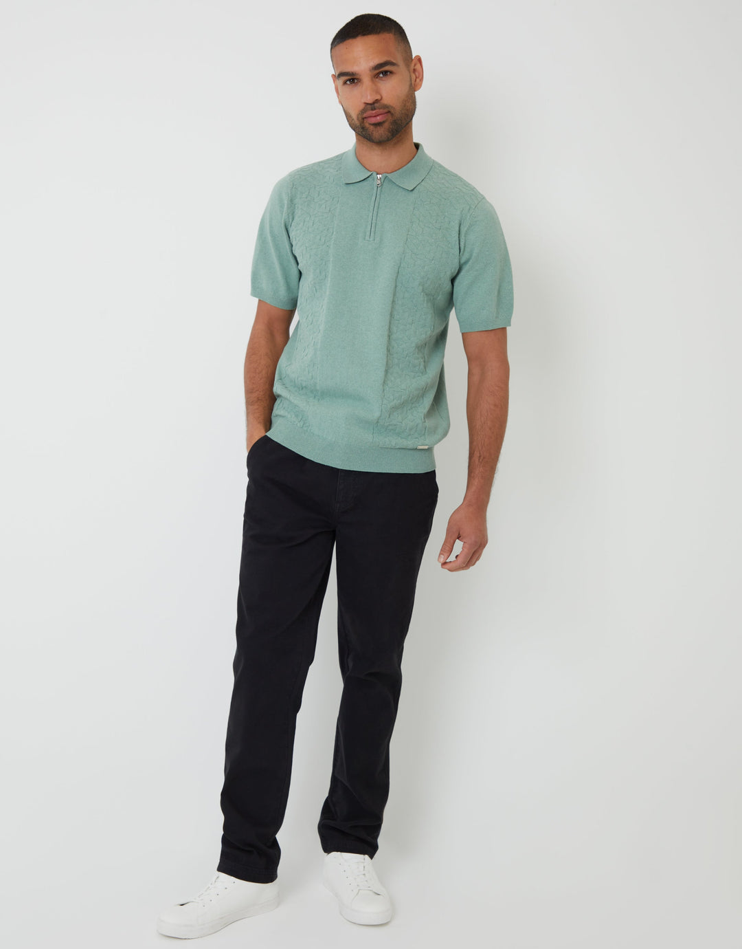 Black Elasticated Waist Chino Trousers