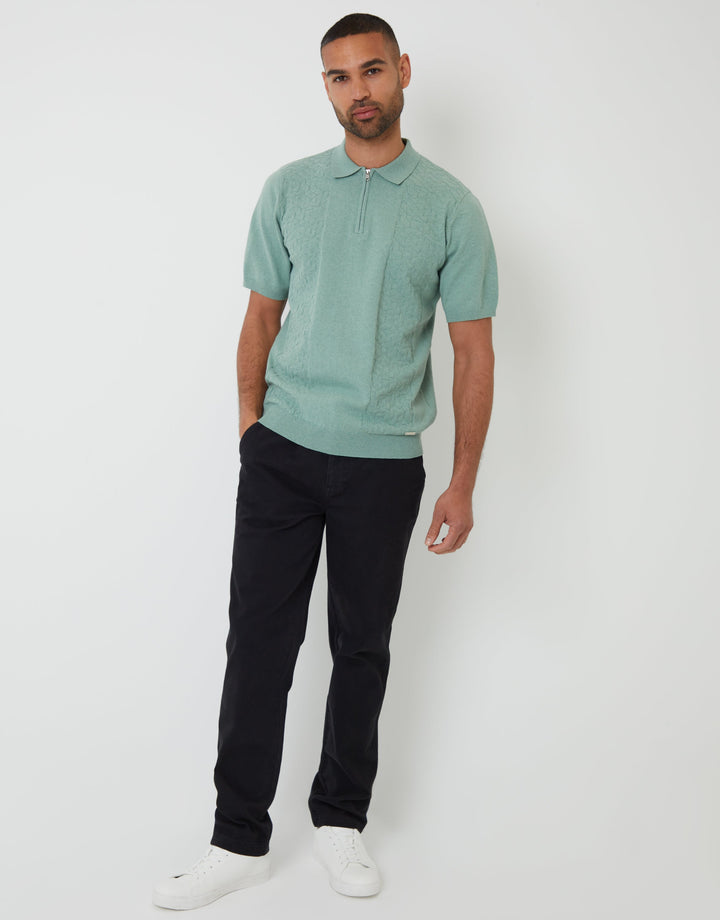 Black Elasticated Waist Chino Trousers