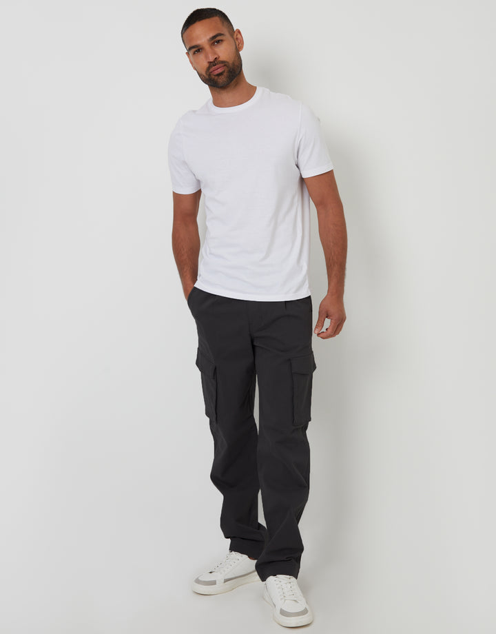 Black Relaxed Fit Stretch Cargo Chino Trousers