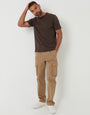 Threadbare Relaxed Fit Stretch Cargo Chino Trousers in Dark Stone - full body