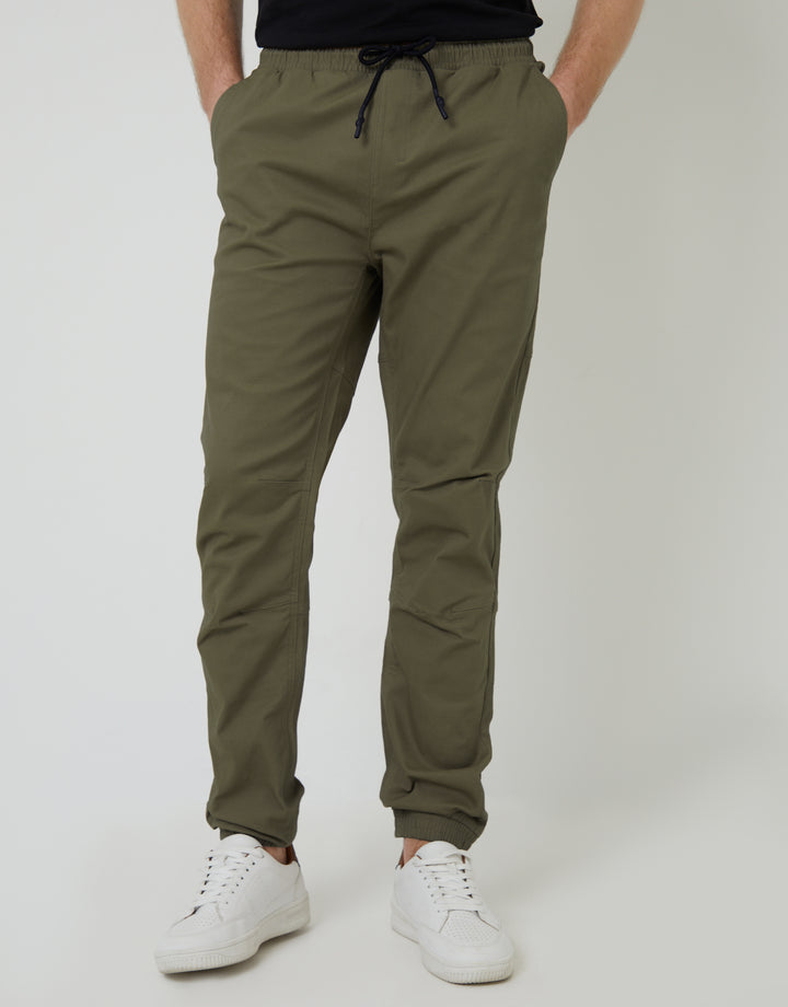 Khaki Green Jogger Style Drawcord Trousers