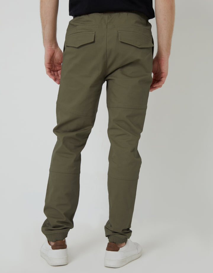 Khaki Green Jogger Style Drawcord Trousers