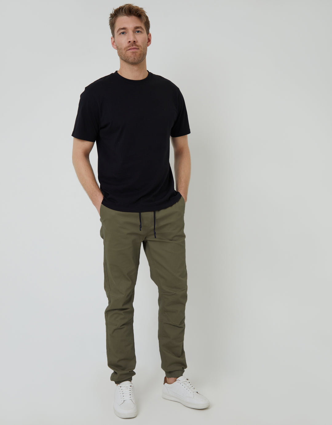 Khaki Green Jogger Style Drawcord Trousers
