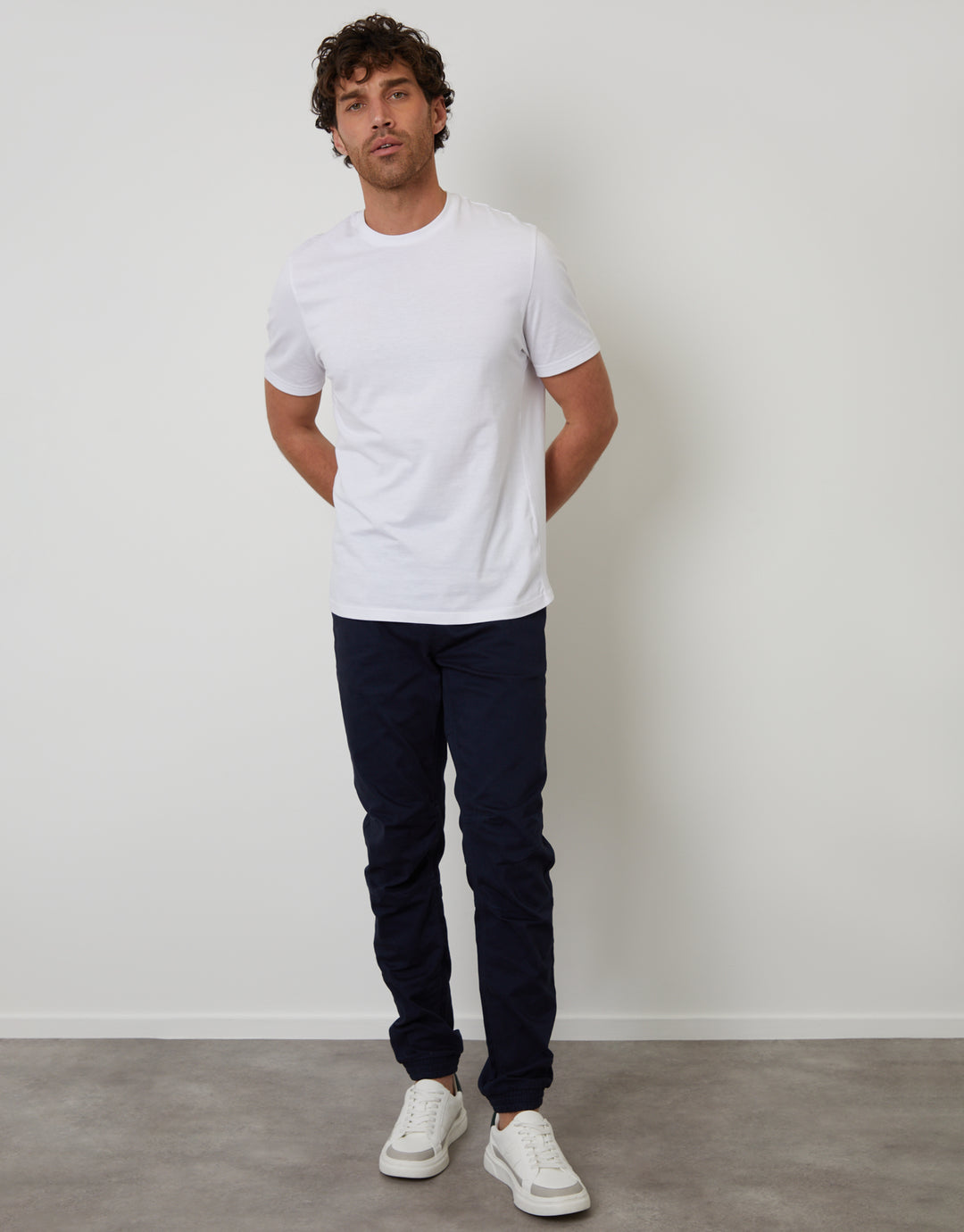 Navy Jogger Style Drawcord Trousers