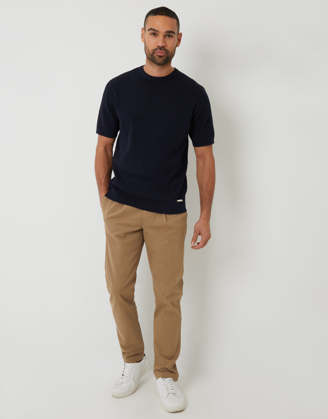 Dark Stone Relaxed Fit Stretch Chino Trousers