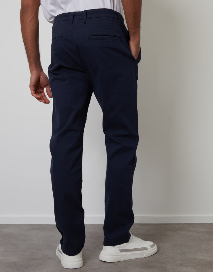 Navy Relaxed Fit Stretch Chino Trousers