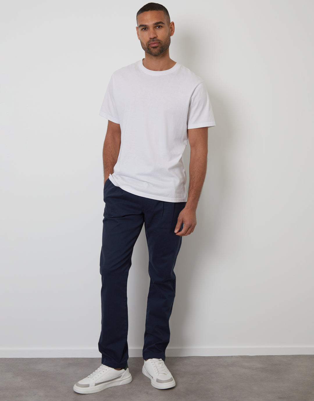 Navy Relaxed Fit Stretch Chino Trousers