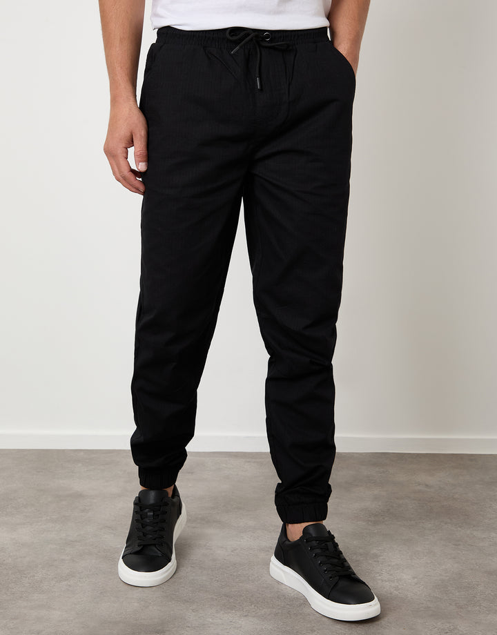Regular Fit Pull On Trousers in Black
