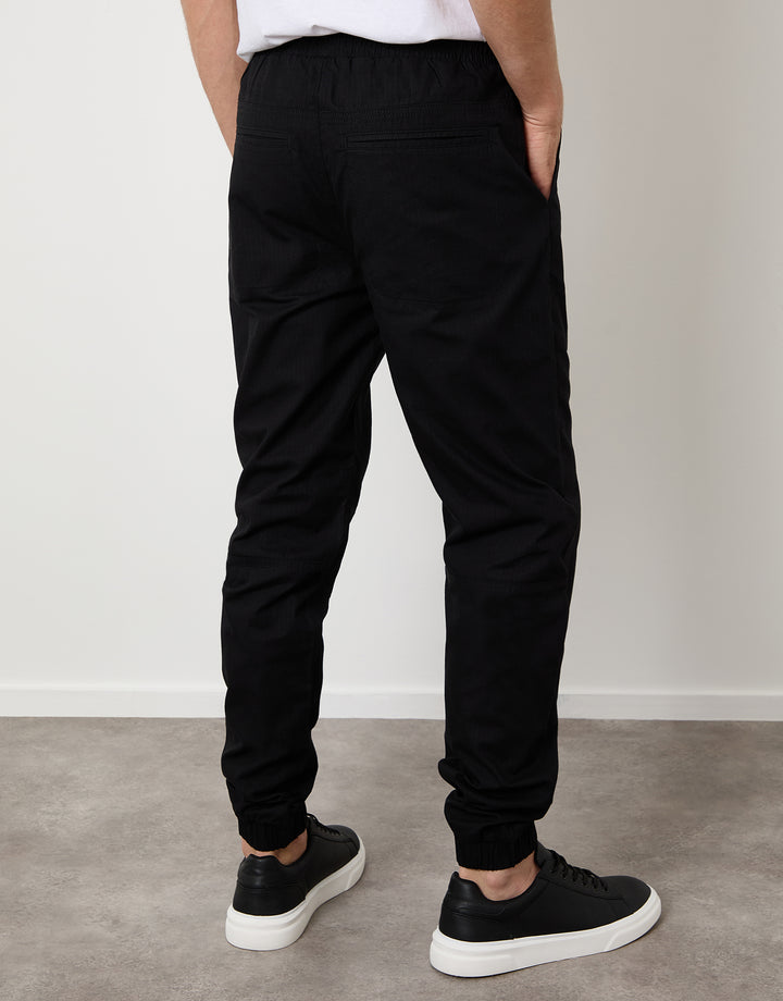 Regular Fit Pull On Trousers in Black